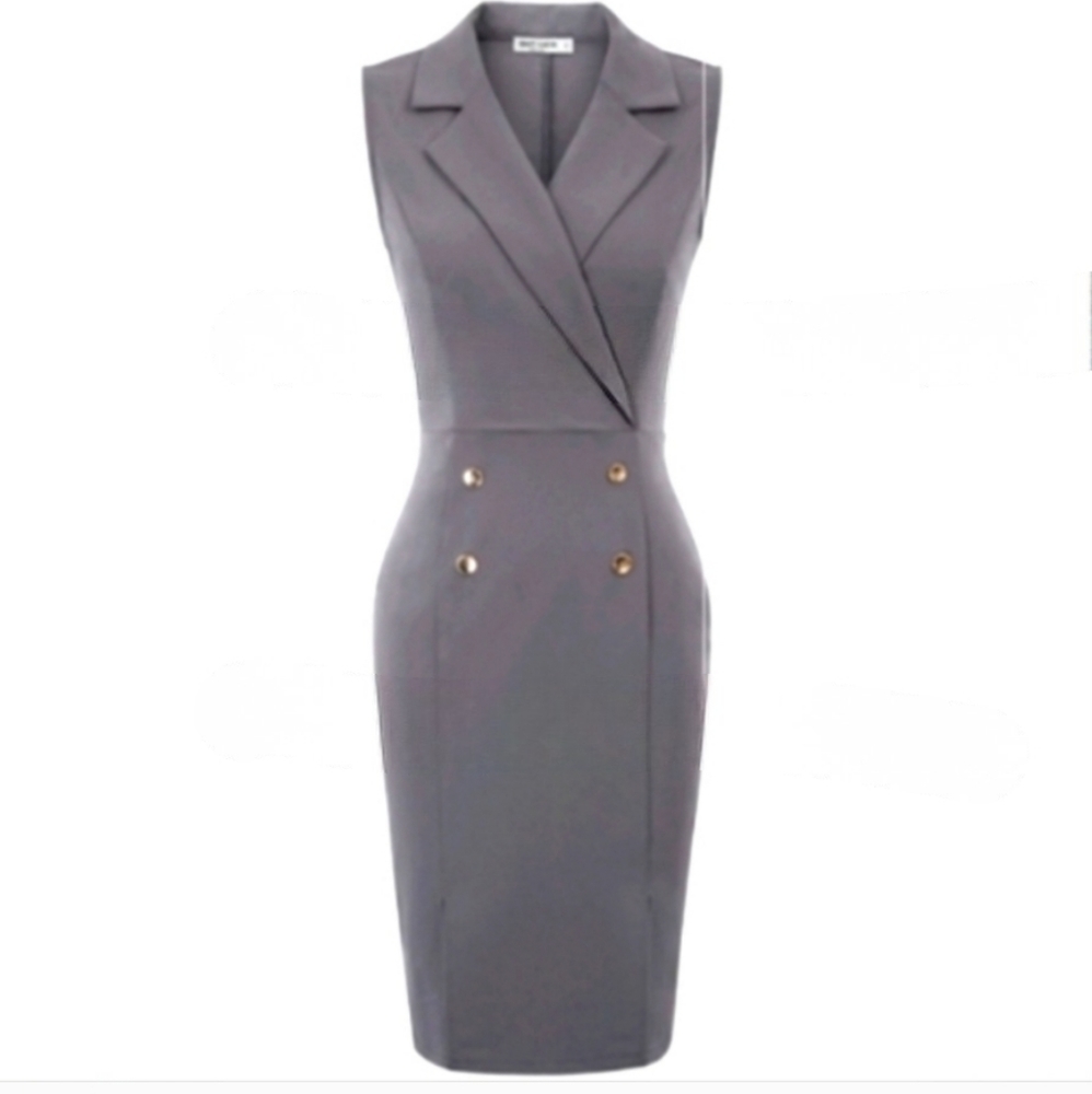 Grace Karin Grey Sleeveless Pencil Dress Size Small